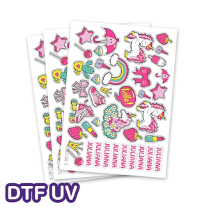 Adesivo DTF UV - A4 Filme DTF 21x28 cm 4x0 - Só Frente   