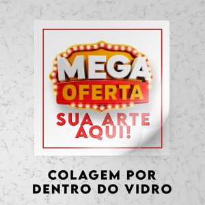 Adesivo Retroverso - Vinil - M² Vinil Transparente Retroverso: Transparência perfeita e impressão protegida pelo vidro. Personalizado 4x0 - Só Frente   Aplicação de Branco Localizado