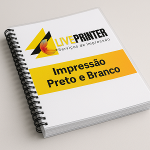 Apostila Preto e Branco - 700 páginas Papel Offset / Sulfite 75gr A4 1/1 - Preto e Branco Frente e Verso  Encadernação Espiral - Capa Preta e Transparente 