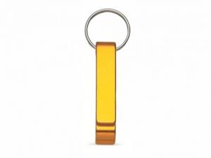 Chaveiro Abridor Personalizado para Brindes Empresariais e Corporativos - Amarelo Mostarda Alumínio 11 x 6.5cm 1x0 - Gravação Frente   Gravação a Laser