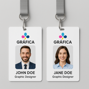 Crachá de Identificação em PVC Frente e Verso Personalizado | Live Printer PVC 0,75mm 5.4 x 8.56 cm 4x4 - Frente e Verso  Furo Ovoide Impressão Térmica