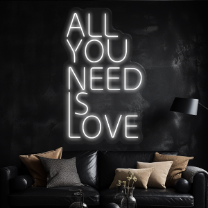 Led Neon All You Need Is Love Acrílico Transparente 50 x 80cm Só Frente  Iluminação em LED 