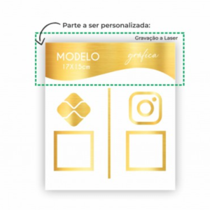 Modelo Insta+Pix 17x15 - Personalização (Dobra) Acrílico 2mm 15 x 17 cm 4x0 - Só Frente   Corte a Laser