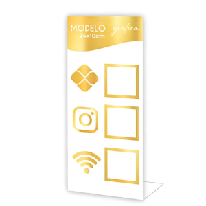 Modelo Pix+insta+wpp 24x10 - Personalização (Dobra) Acrílico 2mm 22 x 17 cm 4x0 - Só Frente   Corte a Laser