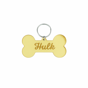 Placa de Identificação Pet Acrílico Dourado 2mm 0.5x0.26 1x0 - Gravação Frente   Gravação a Laser