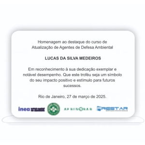 Placa Homenagem - Acrílico + Adesivo DTF  21x15cm Acrílico 4mm 21x15 cm 4/0 DTF UV Aplicado  