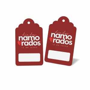 Tag Decorado Amor Triplex 250g/m² 9 x 5 cm 4x4 - Frente e Verso Verniz UV Frente 1/0 Corte Faca Padrão 