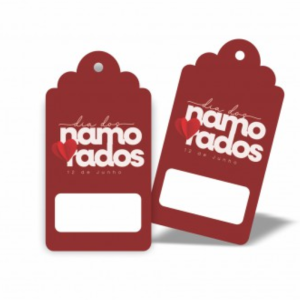 Tag Decorado Amor Triplex 250g/m² 9x5cm 4x4 - Frente e Verso Verniz UV Frente 1/0 Corte Especial - Faca Padrão 