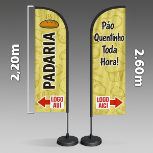 Wind Banner | Modelo Faca | 260x70cm Tecido Oxford 260x70cm 4x4 - Frente e Verso  Wind Banner completo Impressão Sublimática