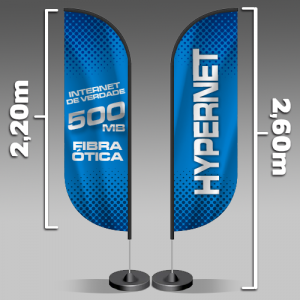 Wind Banner | Modelo Pena | 260x70cm  260x70cm 4x4 - Frente e Verso   