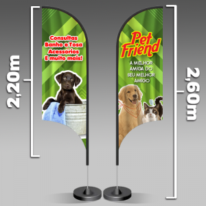 Wind Banner | Modelo Vela | 260x70cm  260x70cm 4x4 - Frente e Verso   